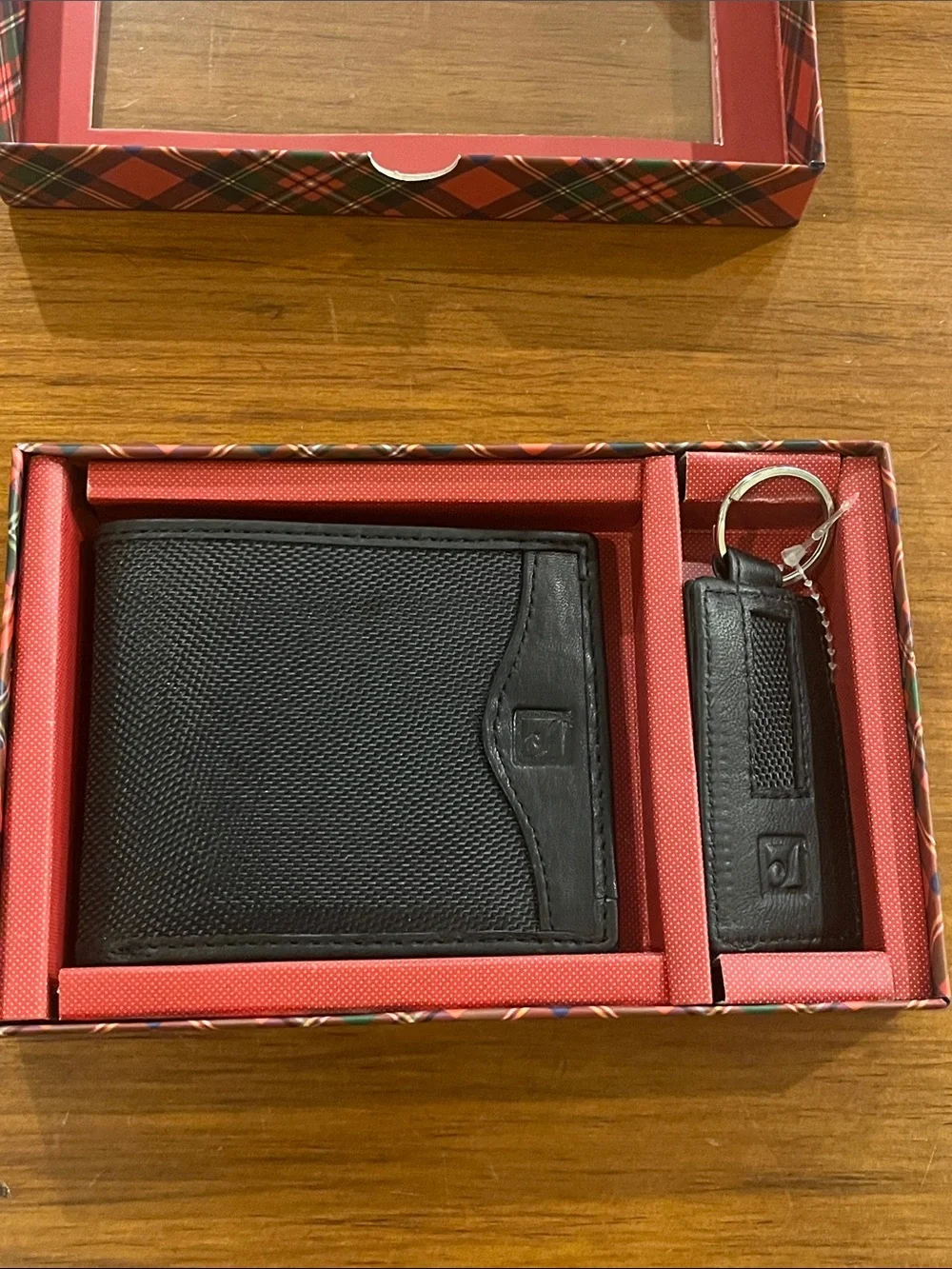 Stone Mountain Leather Canvas RFID Blocking Bi Fold Wallet and Key Fob Chain